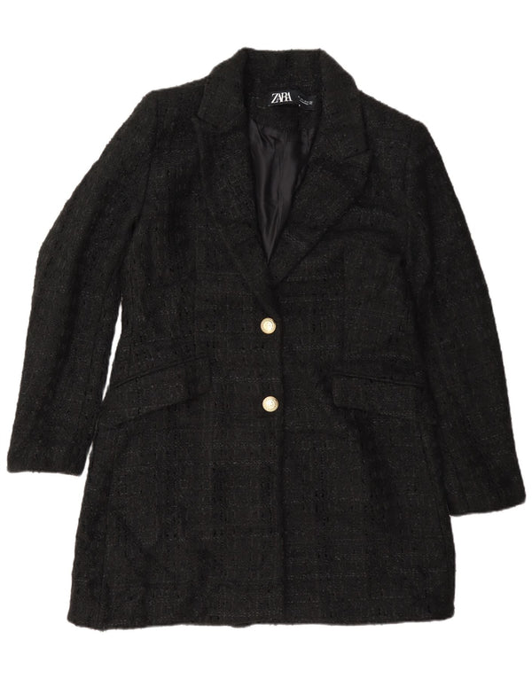 Sobretudo feminino Zara UK 16 grande preto manchado