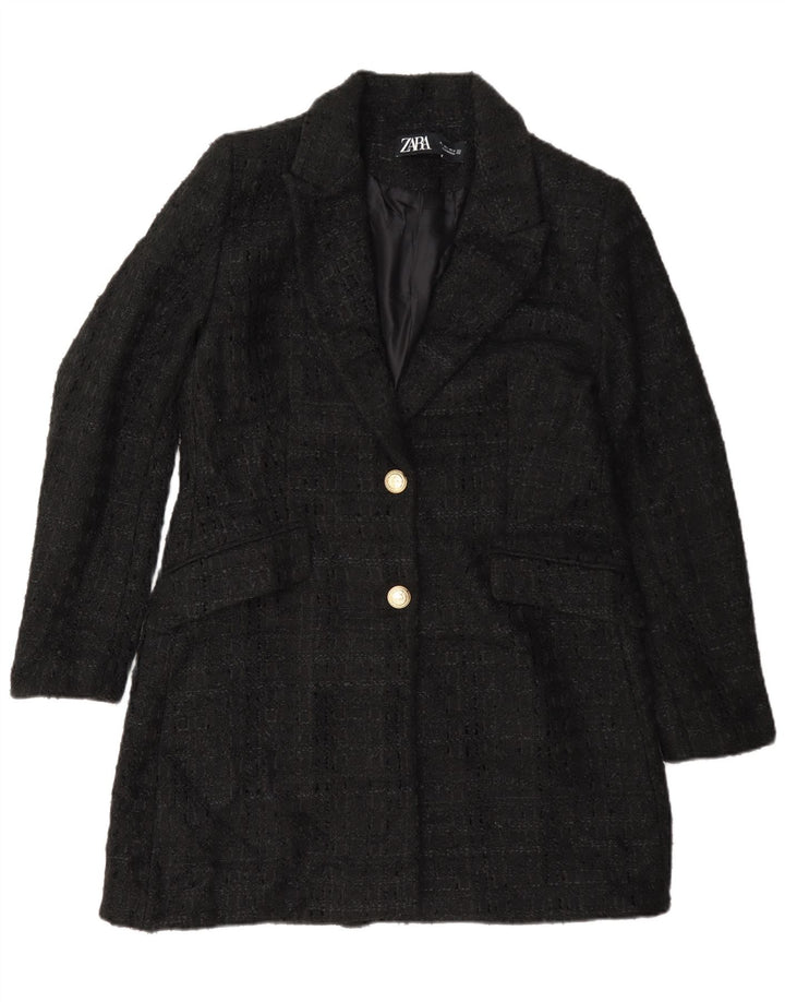 Sobretudo feminino Zara UK 16 grande preto manchado