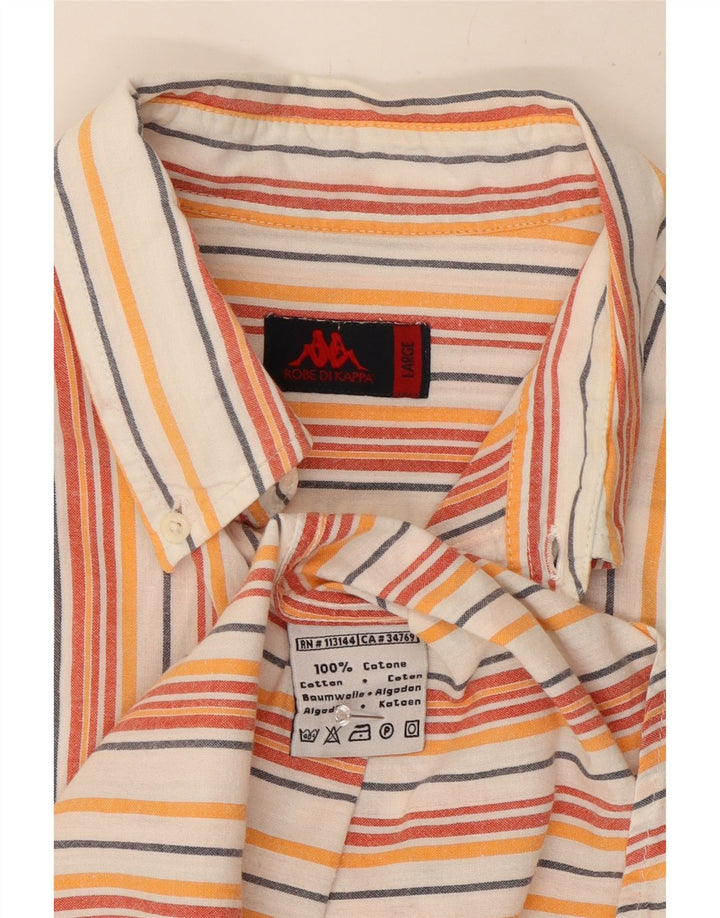 Camisa masculina Kappa grande algodão listrado multicolorido