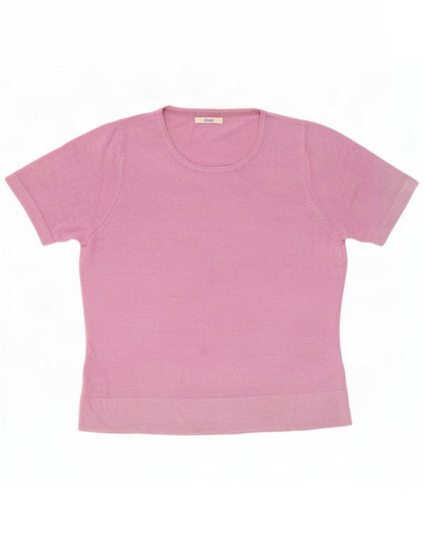 Blusa feminina de manga curta Marks & Spencer UK 16 grande acrílico rosa