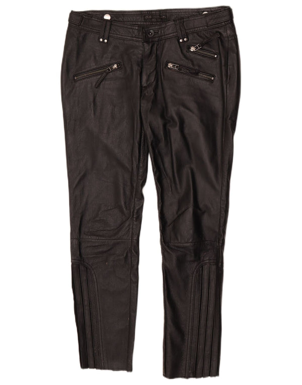 PEPE Jeans Calça feminina de couro slim W28 L27 couro preto