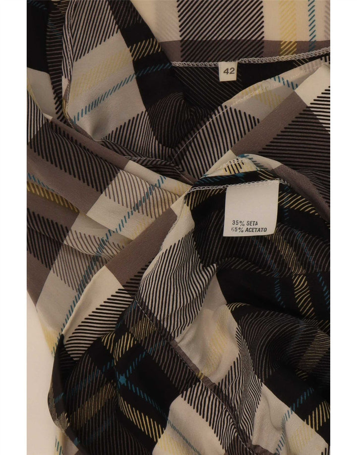 Blusa feminina vintage oversized IT 42 seda xadrez média multicolorida