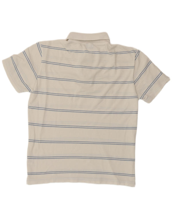 Camisa polo masculina Asics médio branco listrado algodão