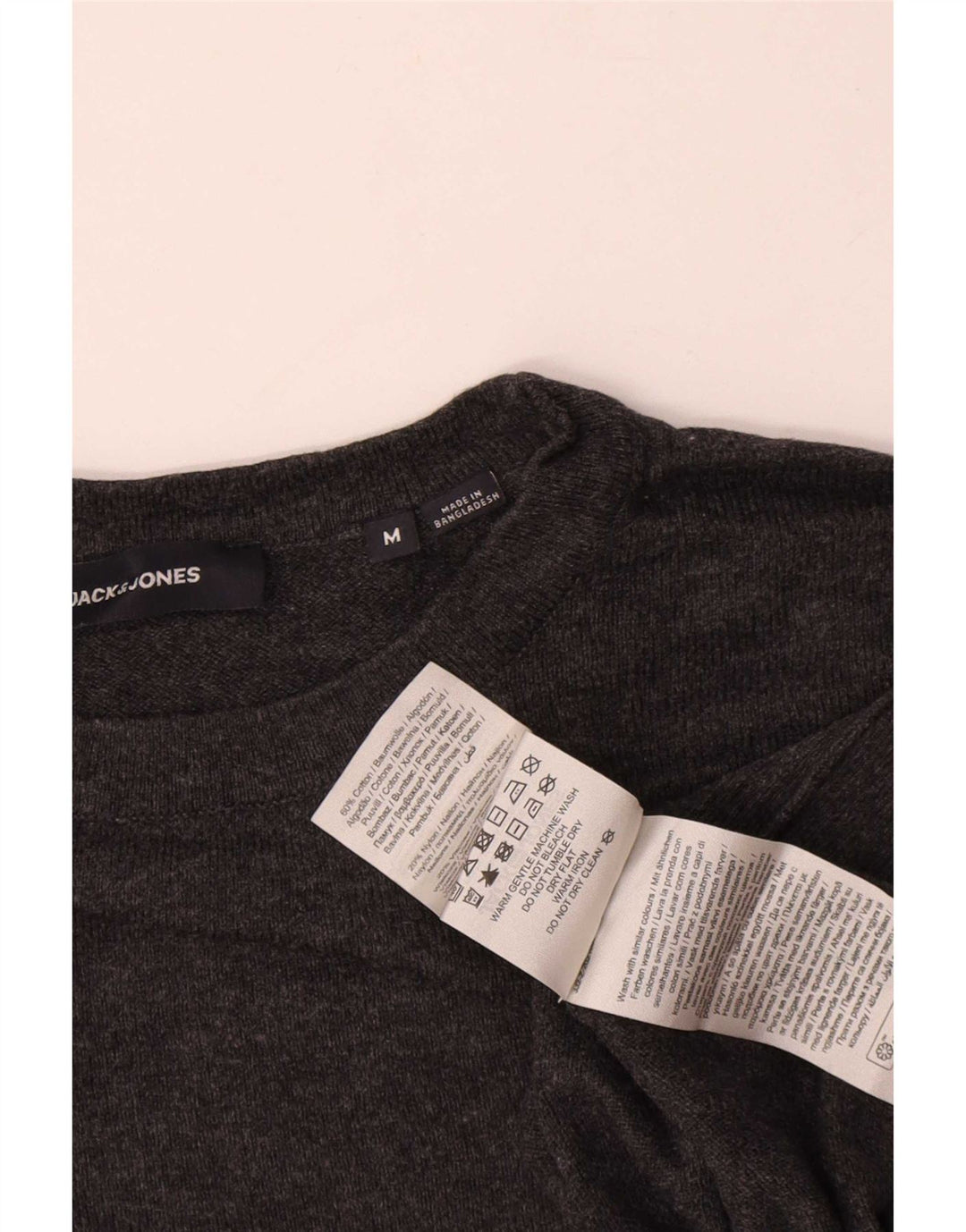 Suéter masculino Jack & Jones com gola redonda e algodão cinza médio