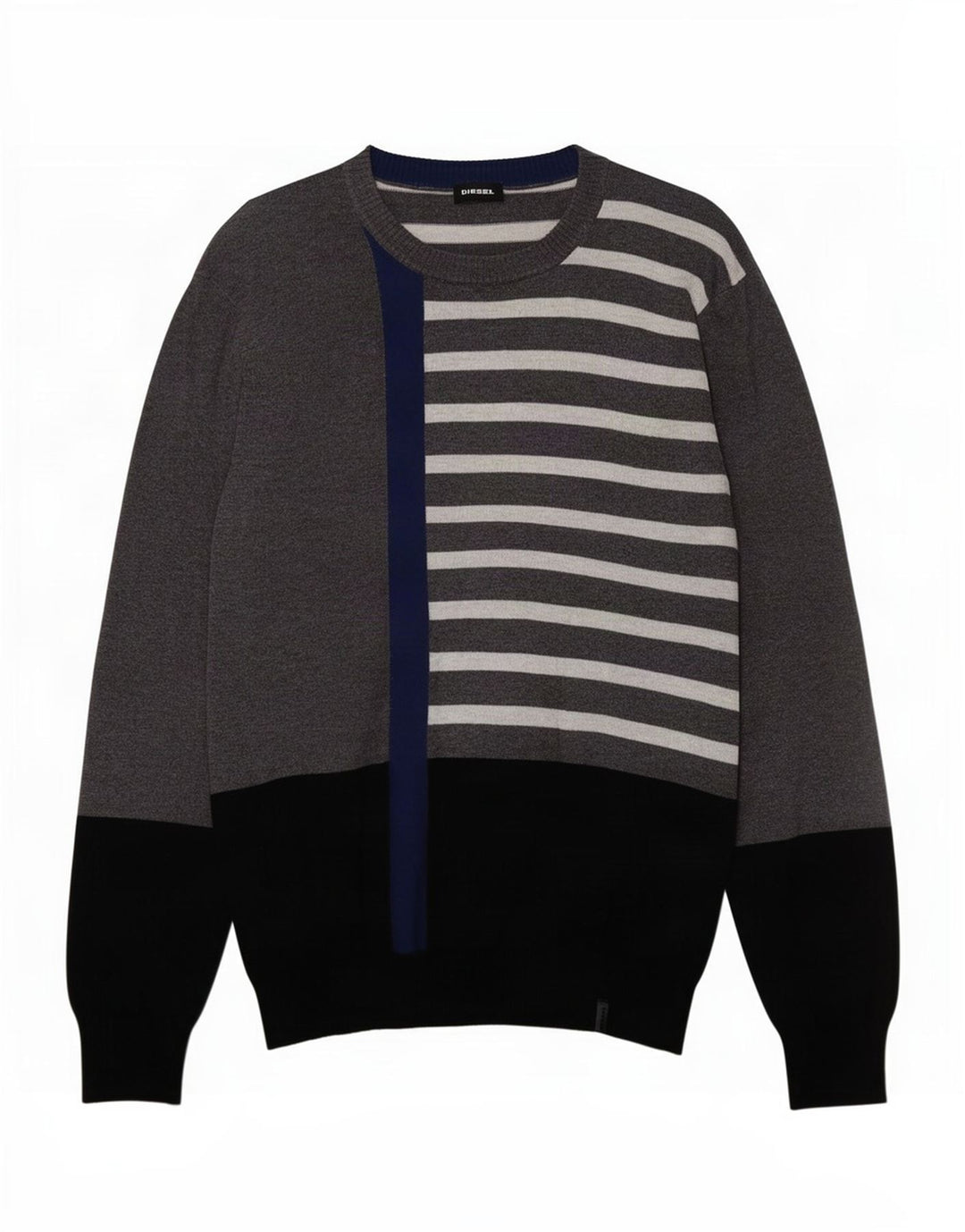 Suéter diesel masculino com gola canoa, pequeno, cinza, algodão colorblock