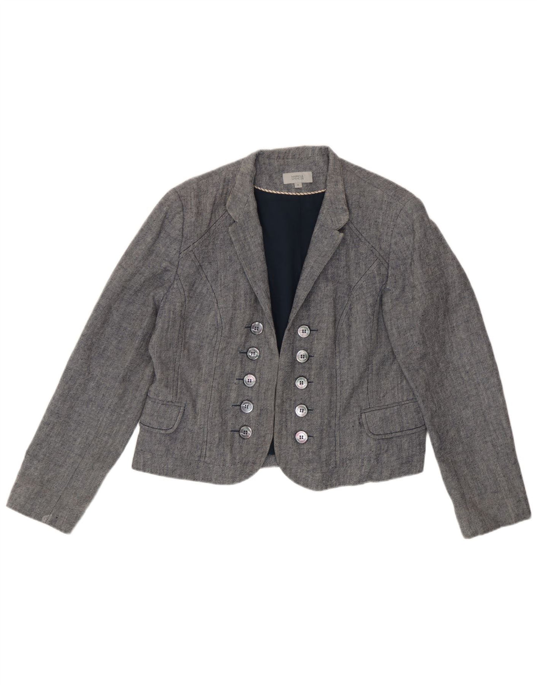 Jaqueta Bolero Feminina Marks & Spencer Reino Unido 18 XL Azul Algodão