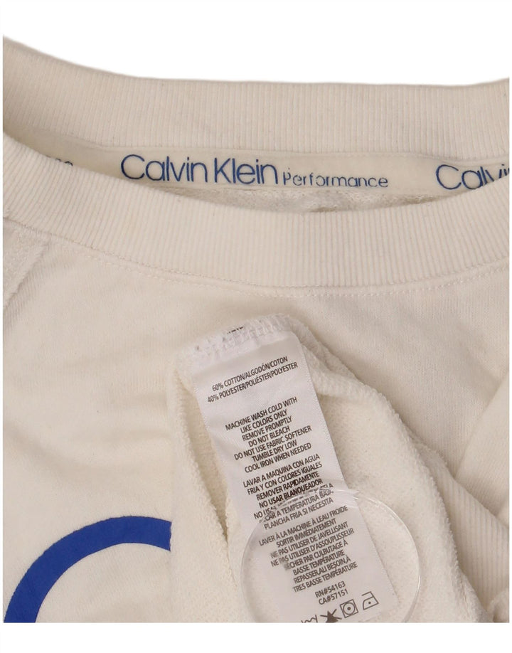 Moletom feminino CALVIN KLEIN Performance Crop Jumper Reino Unido 8 Pequeno Branco