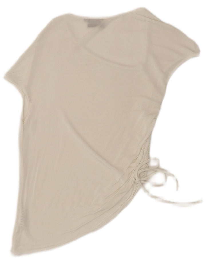 Blusa assimétrica feminina Max & Co. Reino Unido 14 grande viscose branca