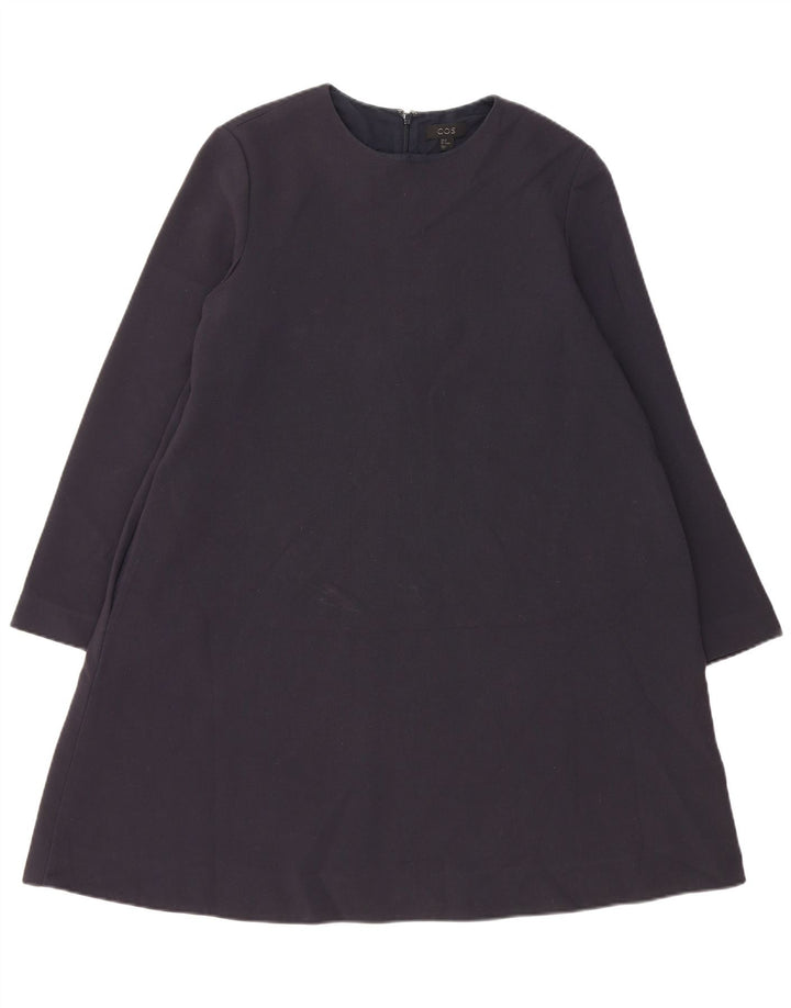 Vestido feminino Cos manga comprida evasê UE 38 médio azul marinho poliéster