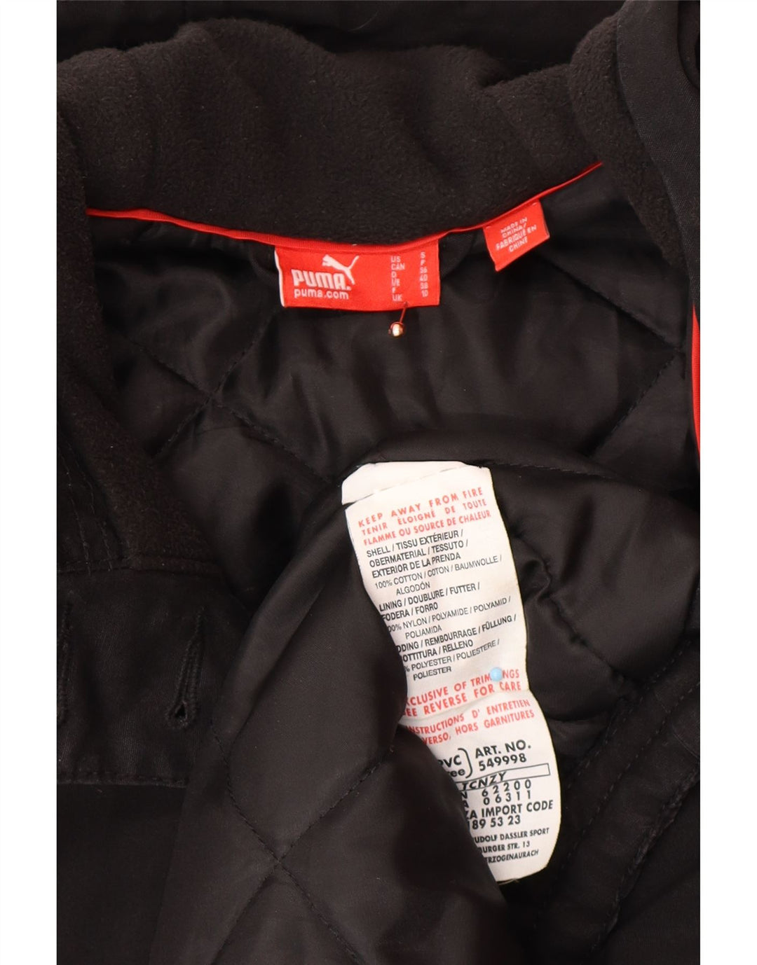 PUMA Womens Oversized Hooded Parka Jacket Reino Unido 10 Pequeno Algodão Preto