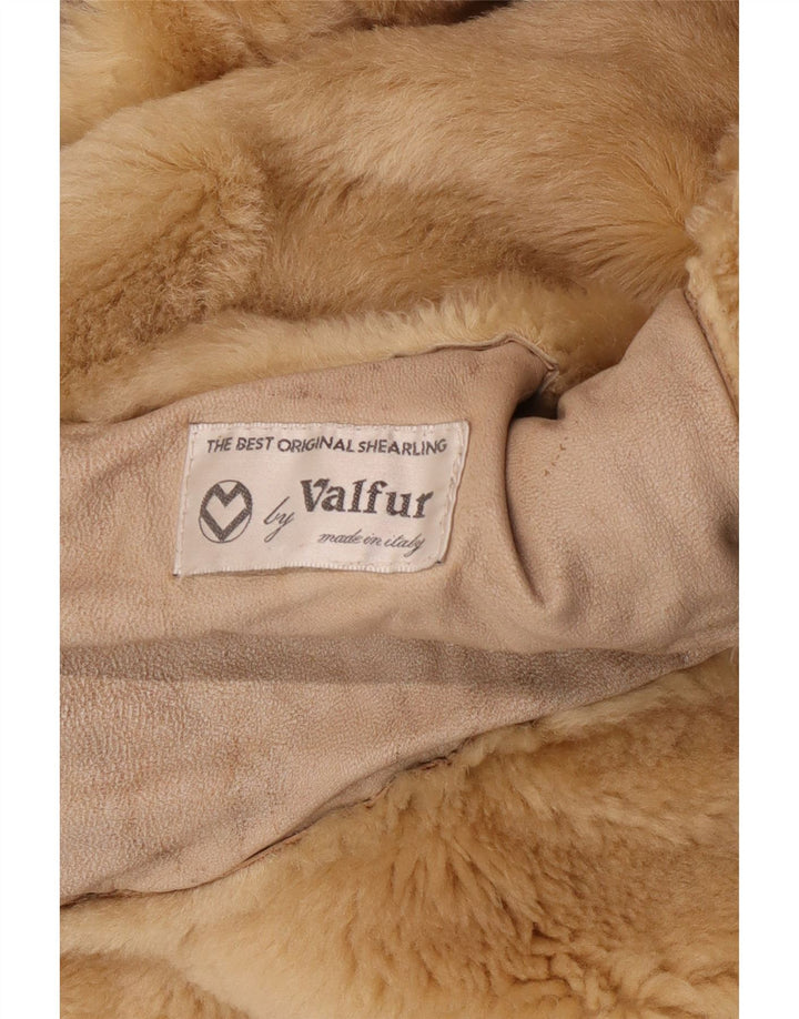 Casaco feminino vintage de shearling UK 14 Shearling bege médio