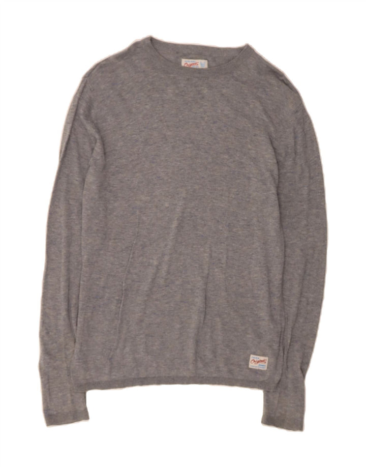 JACK & JONES Mens Crew Neck Jumper Sweater Medium Grey Cotton Vintage Jack & Jones and Second-Hand Jack & Jones from Messina Hembry 