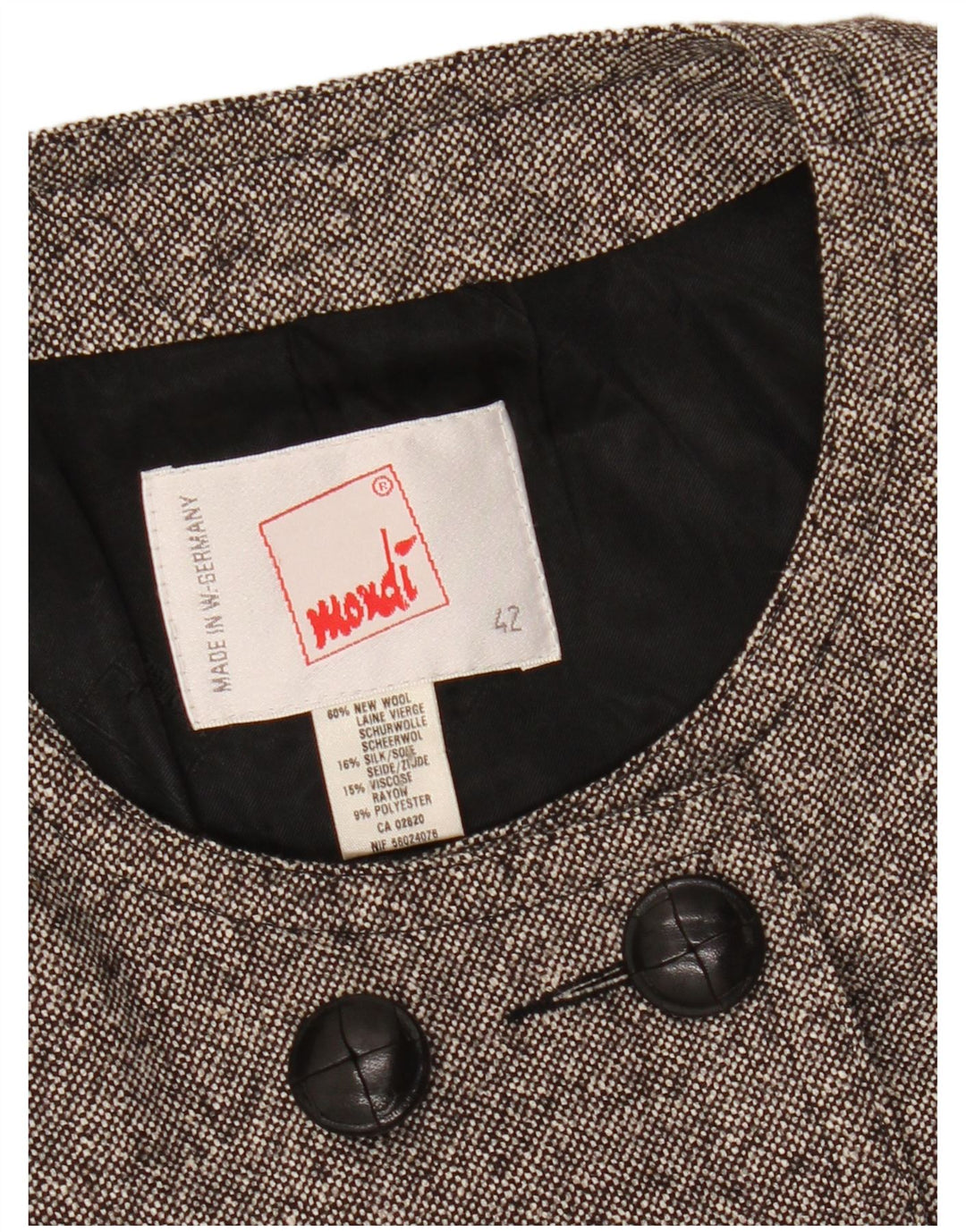 Jaqueta Bolero feminina MONDI com peito duplo UE 42 grande lã cinza