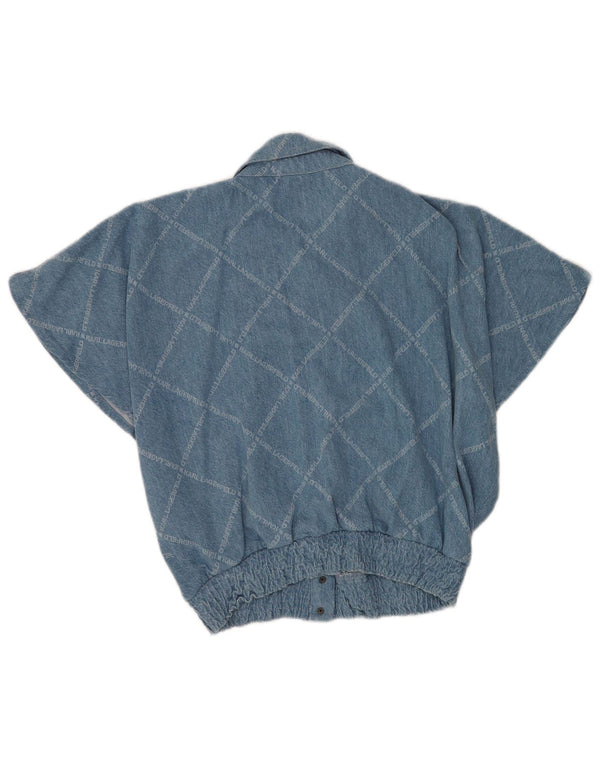 Camisa jeans feminina grande de manga curta Karl Lagerfeld Reino Unido 10 pequena azul