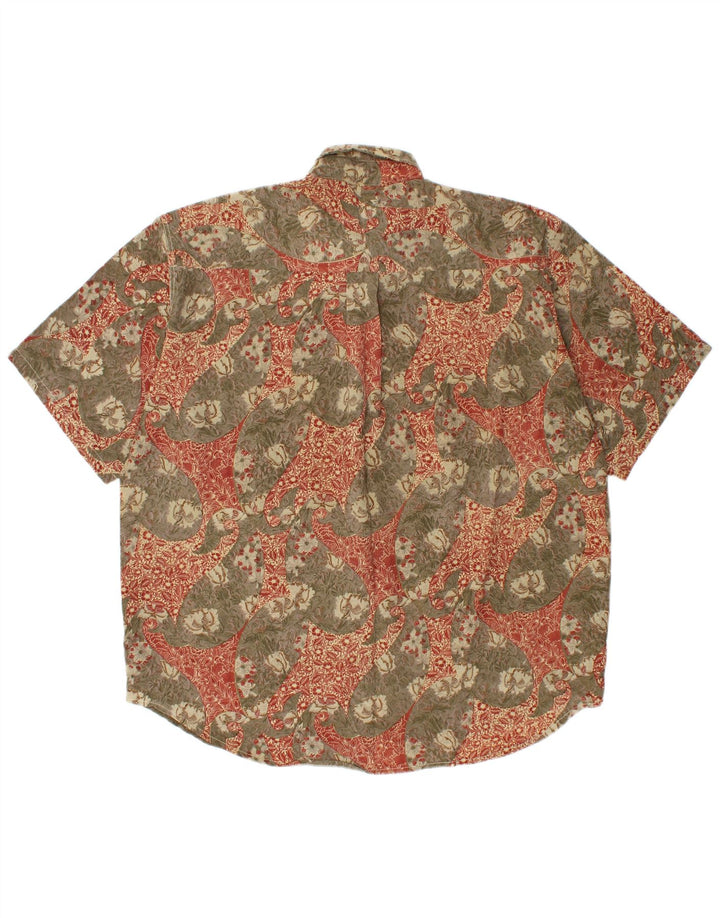 Camisa masculina de manga curta COMPAGNIE grande cáqui floral viscose