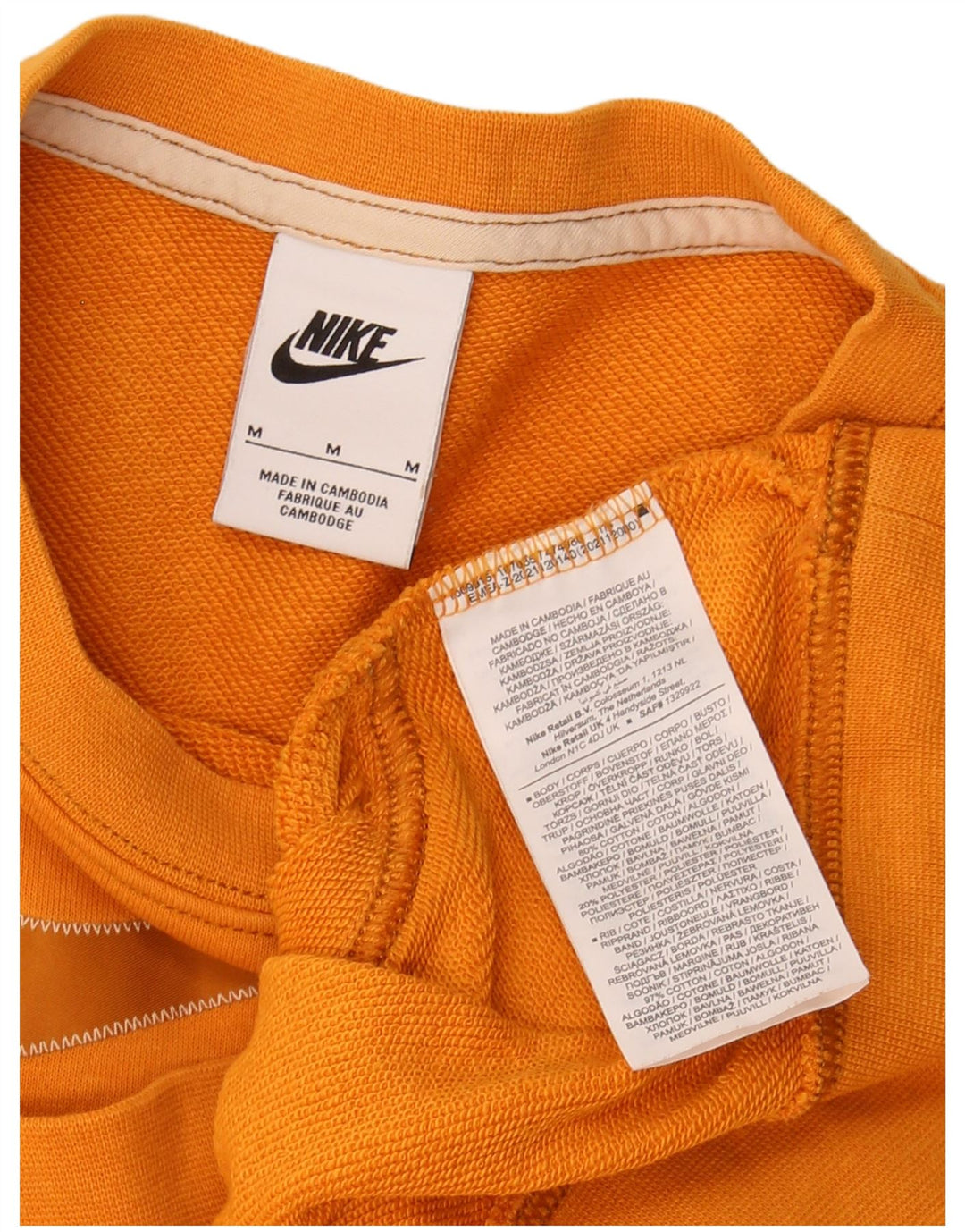 NIKE feminino oversized crop moletom jumper UK 14 médio laranja algodão