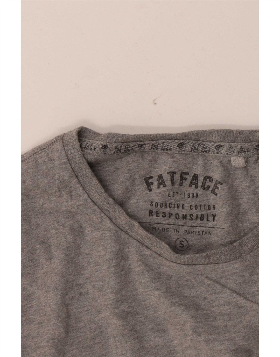 Fat Face Mens Top manga longa algodão cinza pequeno