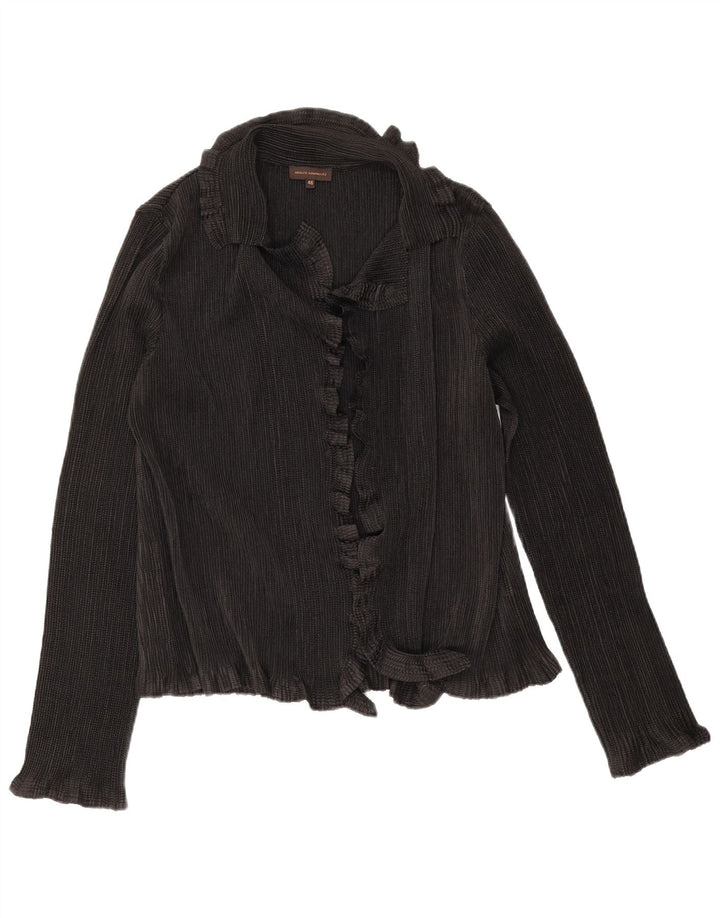 Blusa feminina Adolfo Dominguez com babados na frente IT 46 grande preta