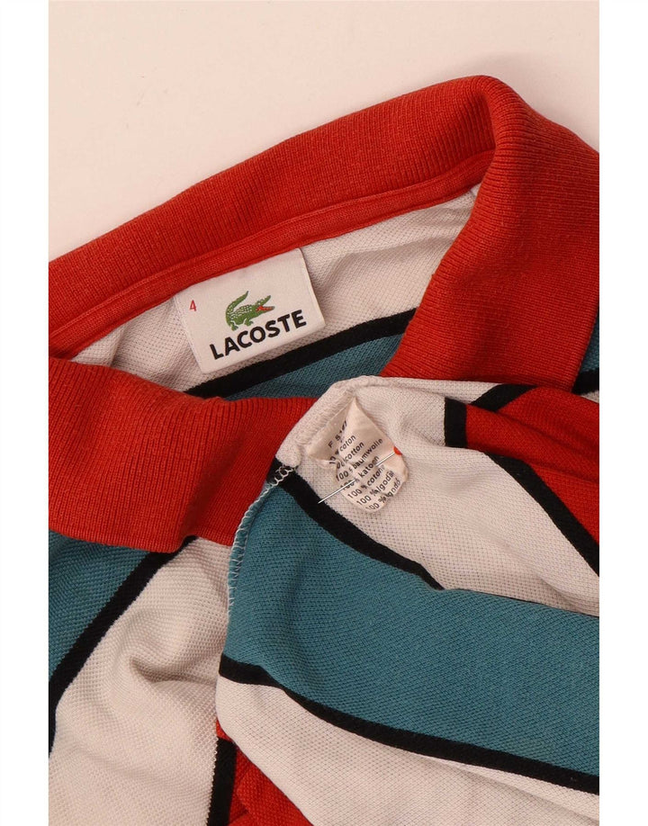Camisa polo masculina Lacoste tamanho 4 médio algodão listrado multicolorido