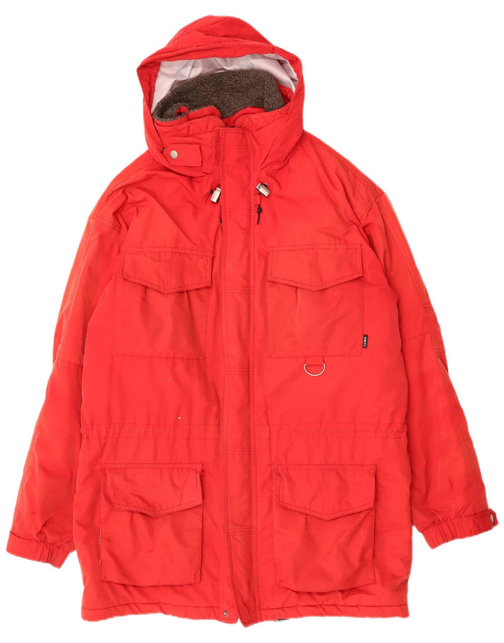 Jaqueta de esqui masculina alta com capuz L.L.Bean UK 38 poliéster vermelho médio