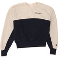 CHAMPION Womens Oversized Crop Fleece Jumper UK 6 XS White Colourblock Vintage Champion and Second-Hand Champion from Messina Hembry 
