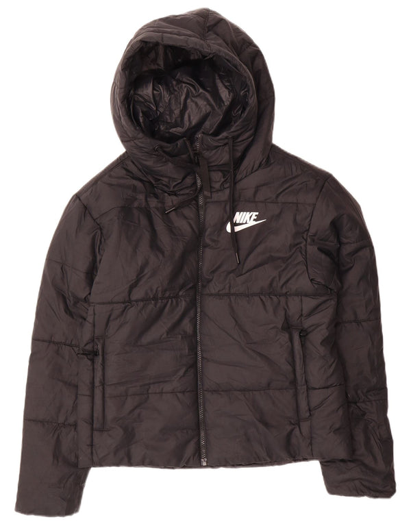 Jaqueta acolchoada reversível com capuz Nike feminina UK 10 pequena preta