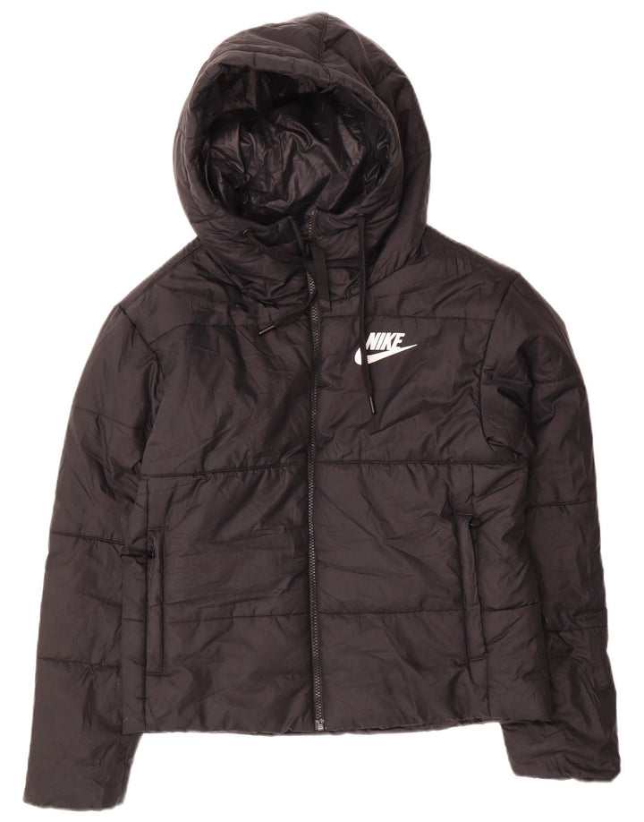 Jaqueta acolchoada reversível com capuz Nike feminina UK 10 pequena preta