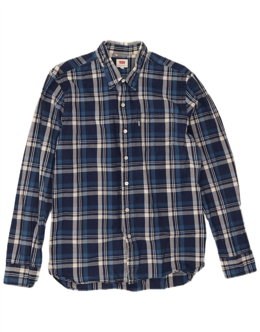 Camisa masculina Levi's média xadrez azul marinho algodão