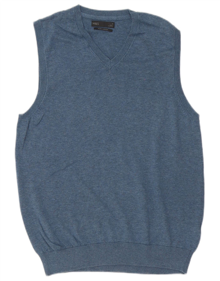 Regata masculina Marks & Spencer com colete de algodão azul médio