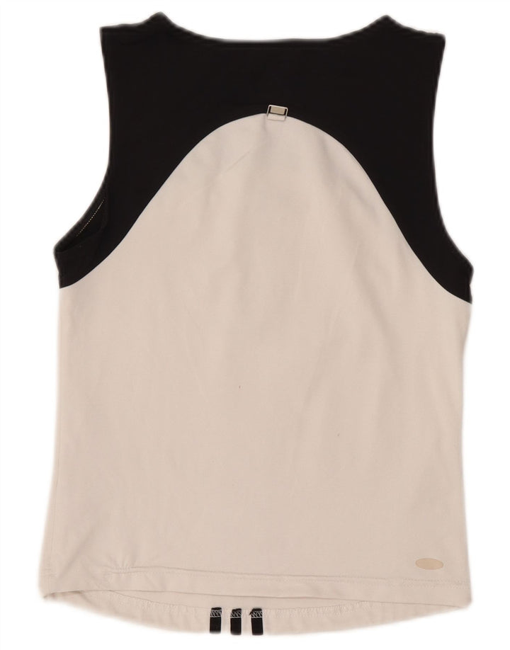 Adidas Womens Crop Vest Top UK 12 Medium White Colourblock Poliéster
