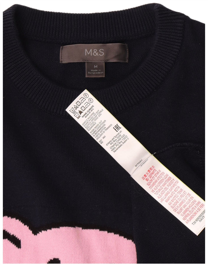 Suéter masculino Marks & Spencer com gola redonda e estampa animal azul marinho médio