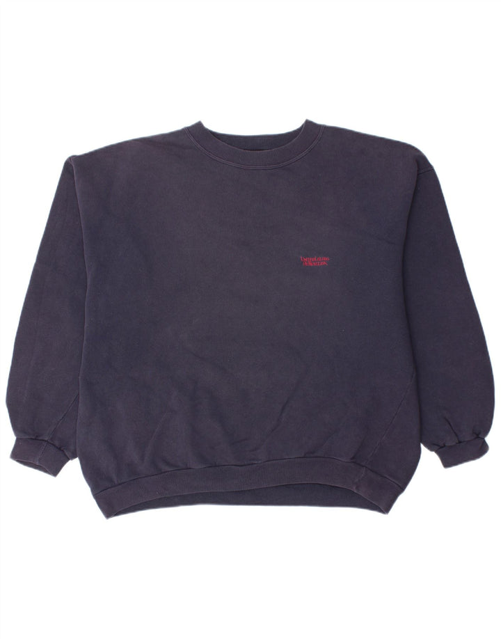 Suéter feminino oversized BENETTON Reino Unido 14 algodão azul marinho médio