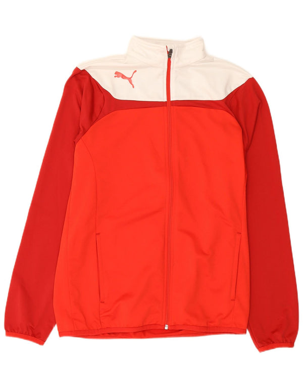Puma Boys Graphic Tracksuit Top Jacket 15-16 Years Red Colourblock
