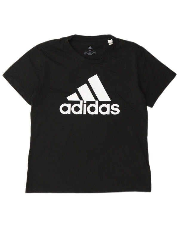 Camiseta feminina adidas manga curta gráfica top UK 12/14 médio preto esportivo
