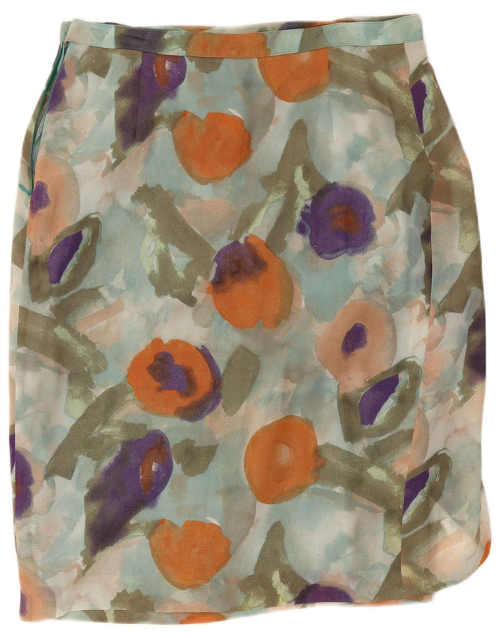 Saia feminina vintage W34 grande floral multicolorida