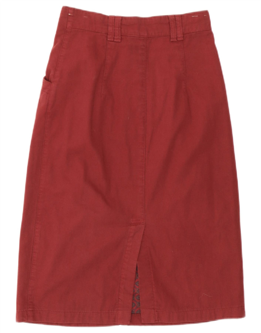 Saia midi feminina vintage IT 40 algodão médio Borgonha