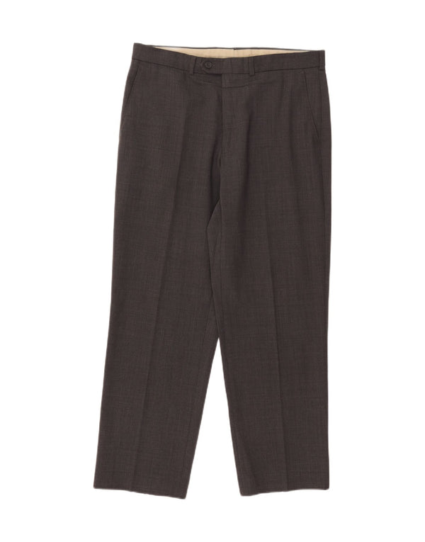 Calça masculina de terno reto sob medida Marks & Spencer W34 L29 poliéster cinza