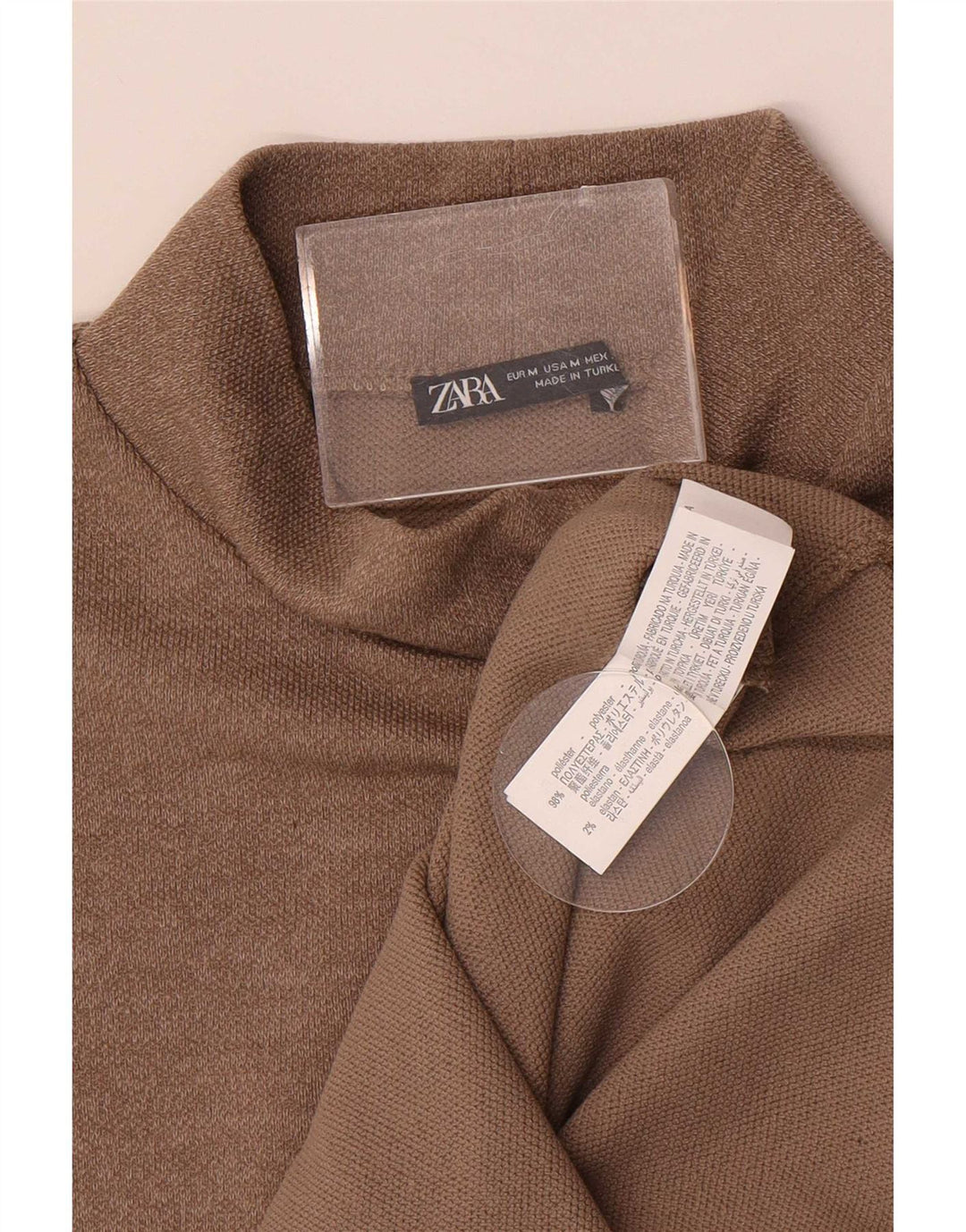 Colete feminino Zara UK 12 poliéster marrom médio