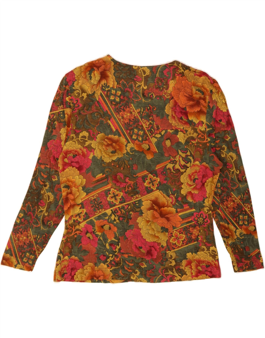 Top feminino VINTAGE manga comprida UK 12 médio multicolorido