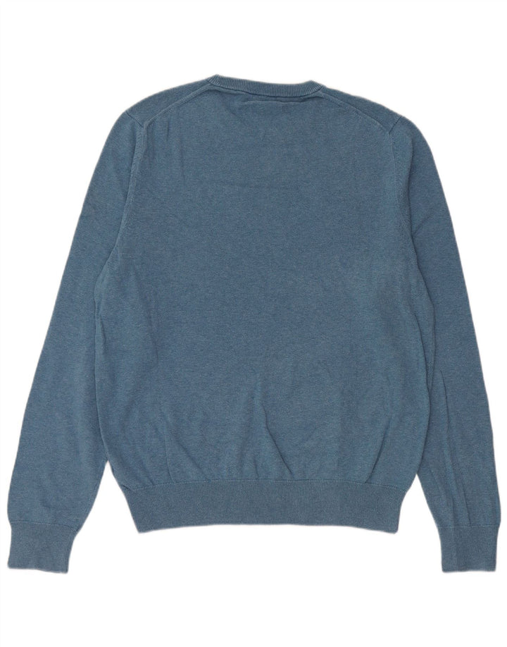 Suéter masculino Marks & Spencer com gola redonda, algodão azul médio