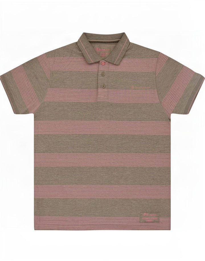 Camisa polo masculina Champion listrada cinza médio