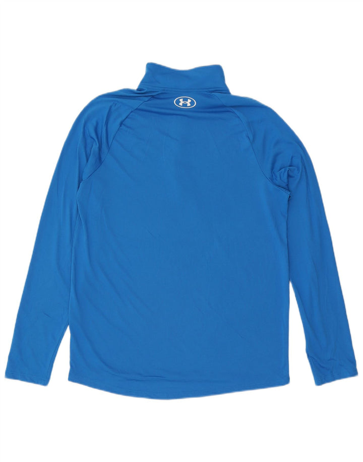 Under Armour Mens Zip Neck Pulôver Treino Top Médio Azul