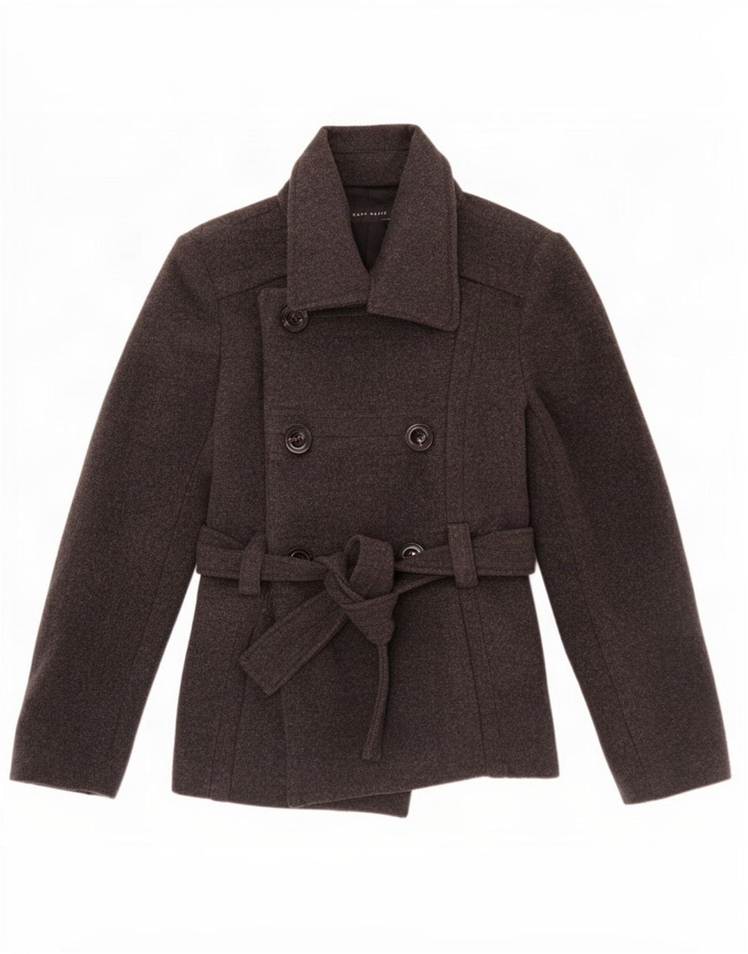 Casaco feminino Zara Pea Coat UK 12 lã cinza médio
