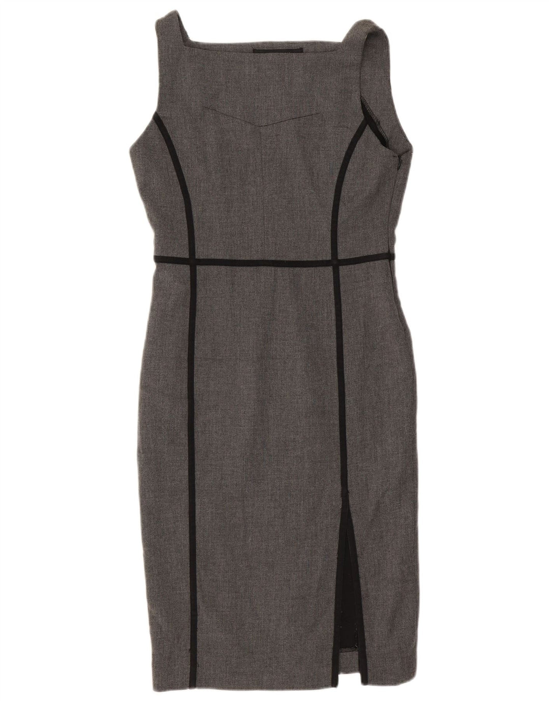 Vestido feminino Zara com bainha sem mangas UK 12 poliéster cinza médio