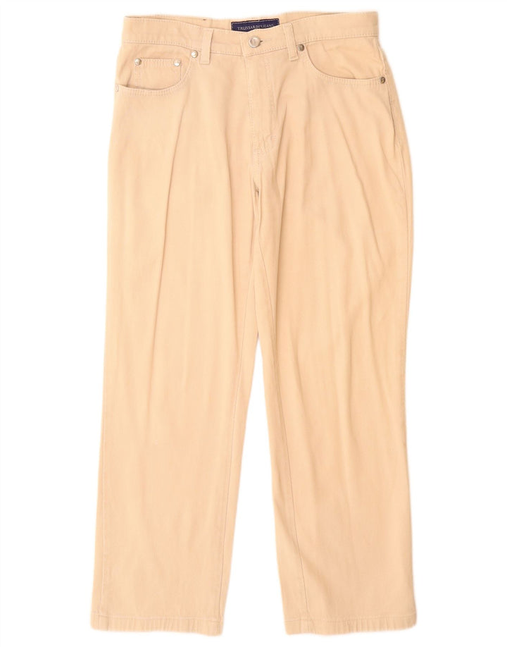 Calça feminina reta casual TRUSSARDI W28 L26 algodão bege