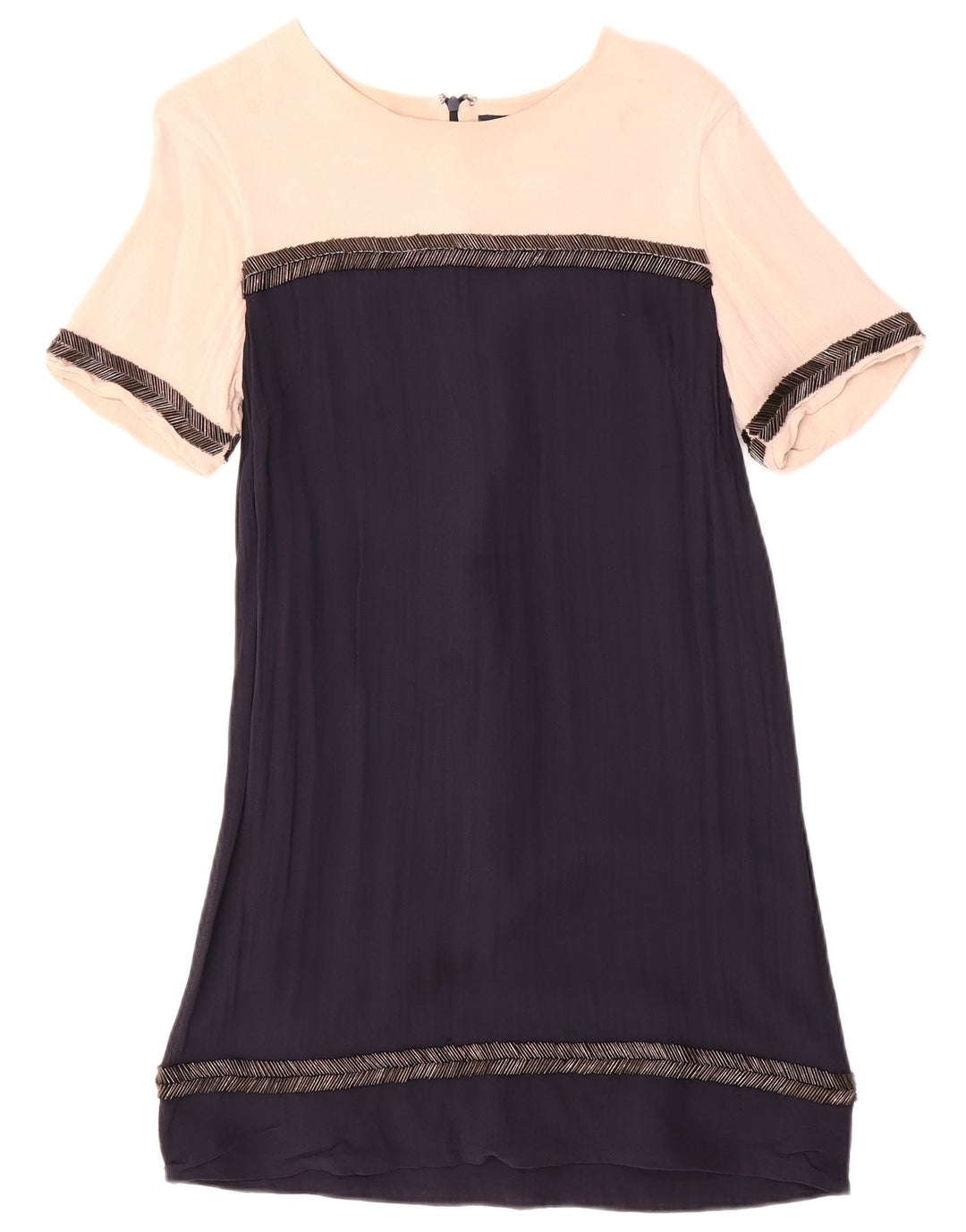 Vestido feminino French Connection Shift UK 14 grande bloco colorido azul marinho