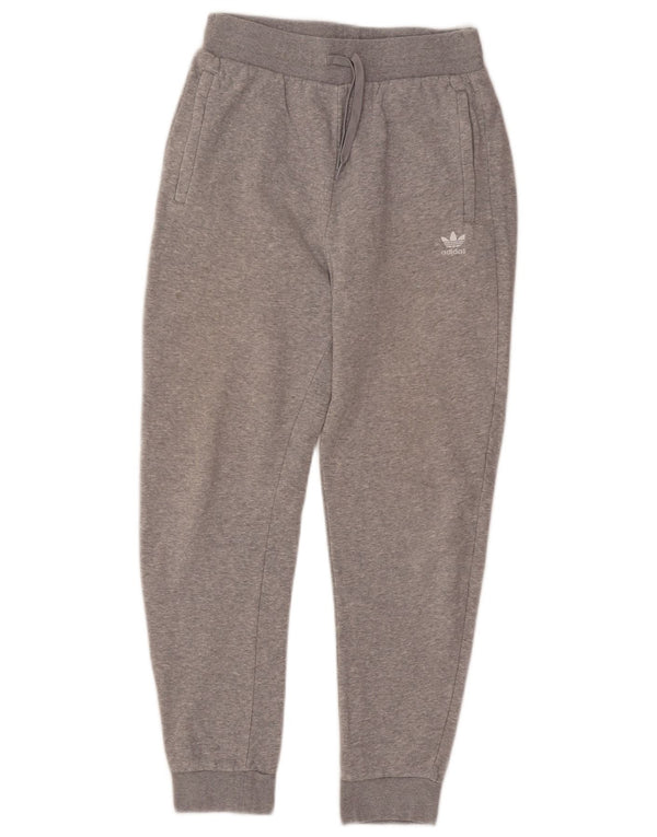 Calças de treino femininas Adidas Joggers UK 12 algodão cinza médio