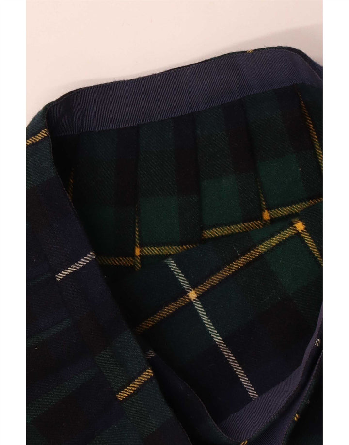 Saia feminina vintage plissada W28 xadrez verde médio