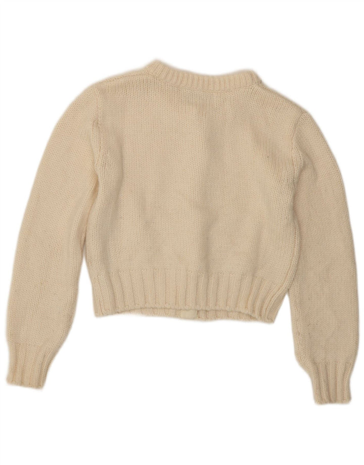 Suéter cardigã feminino Zara UK 12 médio off white poliamida
