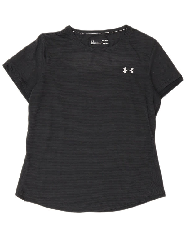 Camiseta feminina Under Armour Heat Gear Top UK 12 risca de giz preta média